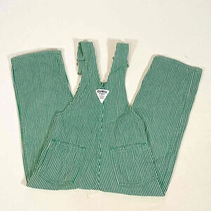 Vintage 80s 90s Osh Kosh Bgosh Green Railroad Striped Bib Overalls Kids Size 4